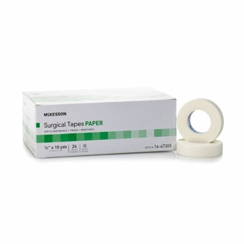 Medical Tape McKesson Paper 1/2 Inch X 10 Yard White NonSterile Count of 24 By McKesson