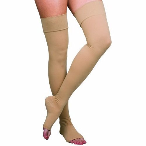 Compression Stockings Loving Comfort  Thigh High Small Beige Open Toe Beige 1 Pair By Loving Comfort