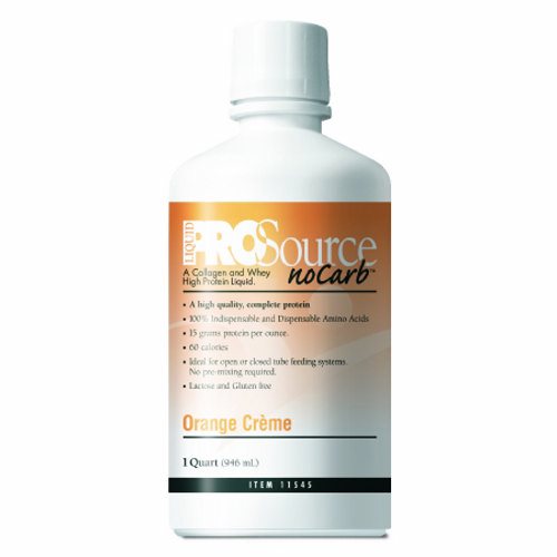 Protein Supplement ProSource NoCarb Orange Crème Flavor 32 oz. Bottle Ready to Use Count of 4 by Medtrition