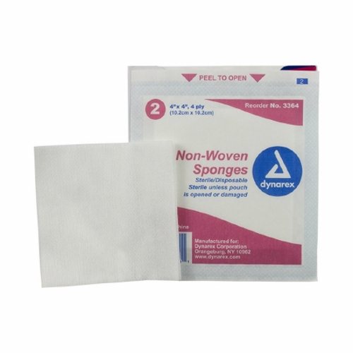 NonWoven Sponge Dynarex NonWoven 4-Ply 4 X 4 Inch Square Sterile Count of 600 By Dynarex
