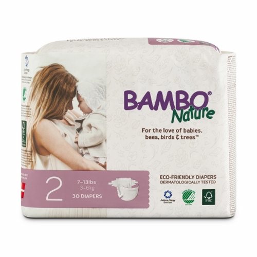 Unisex Baby Diaper Bambo  Nature Tab Closure Size 2 Disposable Heavy Absorbency White Case of 180 By Abena