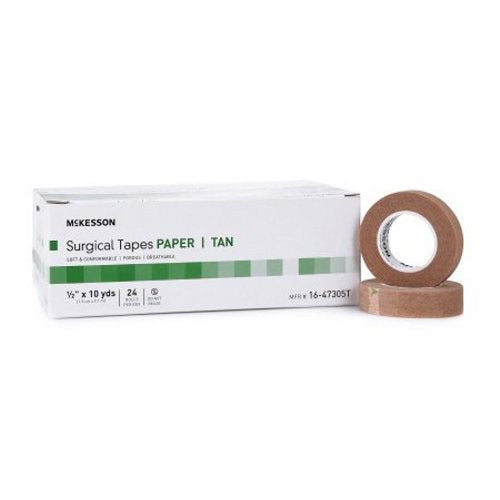 Medical Tape McKesson Paper 1/2 Inch X 10 Yard Tan NonSterile Count of 24 By McKesson