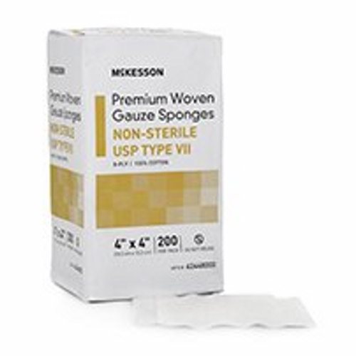 USP Type VII Gauze Sponge McKesson Cotton 8-Ply 4 X 4 Inch Square NonSterile Count of 4000 by McKesson