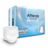 Male Adult Absorbent Underwear Attends  Discreet Pull On with Tear Away Seams Large / X-Large Dispos Count of 72 by Attends