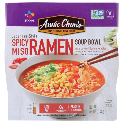 Soup Bwl Spicy Miso Ramen Case of 6 X 5.4 Oz By Annie Chuns