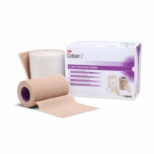 2 Layer Compression Bandage System 3M Coban 4 Inch X 3-4/5 Yard / 4 Inch X 6-3/10 Yard 35 to 40 mmHg Count of 1 By 3M
