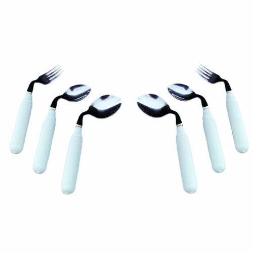 Fork Comfort Grip Left Handed White  Count of 1 By Fabrication Enterprises