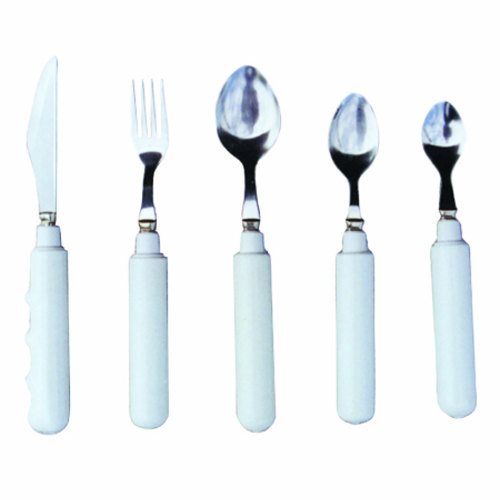 Fork Comfort Grip Left Handed White  1 Each By Fabrication Enterprises