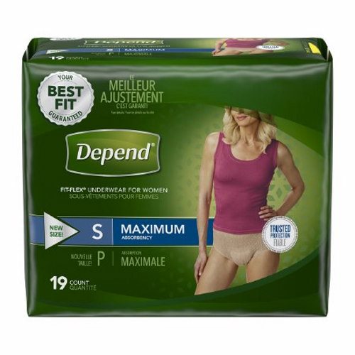 Kimberly Clark, Female Adult Absorbent Underwear Depend  FIT-FLEX  Pull On with Tear Away Seams Small Disposable Hea, Count of 38