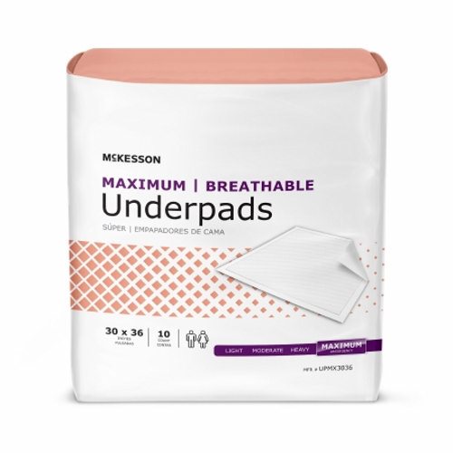 McKesson, Underpad McKesson Maximum Breathable 30 X 36 Inch Disposable Fluff / Polymer Maximum Absorbency, Count of 5