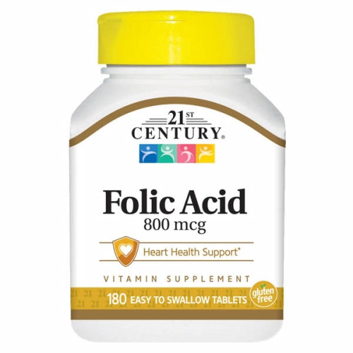 21st Century, Folic Acid, 800 mcg, 180 Tabs