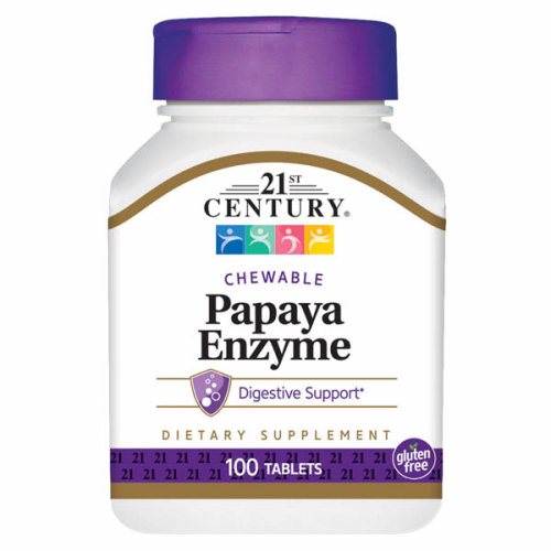 Papaya Enzyme Chewable 100 Tabs By 21st Century