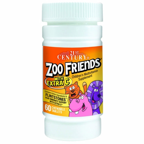 Zoo Friends Multivitamin with Xtra C 60 Chewable Tabs By 21st Century
