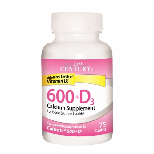 Calcium 600 + Vitamin D 3 75 Caplets By 21st Century