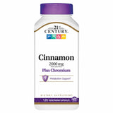 21st Century, Cinnamon Plus Chromium, 2000 mg, 120 Veg Caps