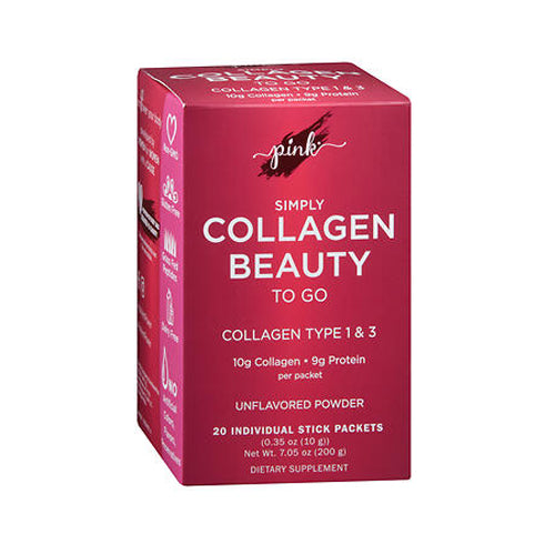 Nature's Truth, Nature's Truth Pink Simply Collagen Beauty to Go Unflavored Powder Stick Packets, 20 Each