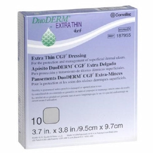 Convatec, Hydrocolloid Dressing DuoDERM Extra Thin 4 X 4 Inch Square Sterile, Count of 10