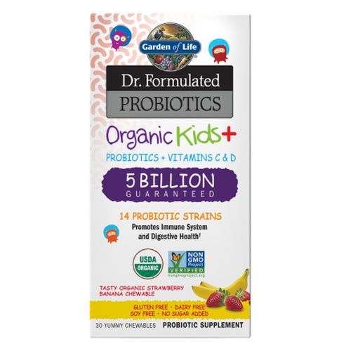 Garden of Life, Dr. Formulated Probiotics Organic Kids Strawberry Banana Cool, 30 Chewable Tabs