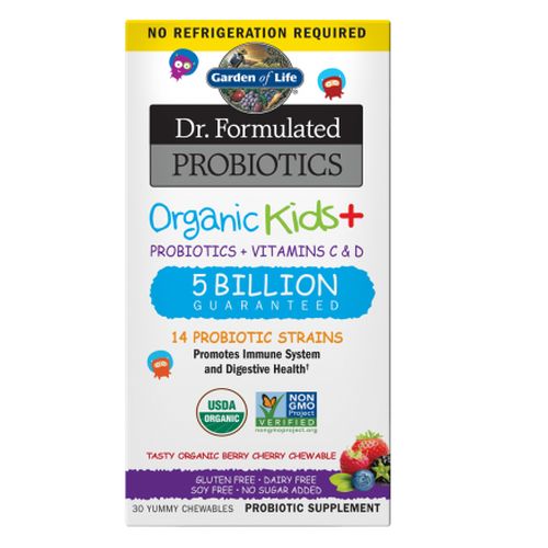 Garden of Life, Dr. Formulated Probiotics Organic Kids Berry Cherry Shelf Stable, 30 Chewable Tabs
