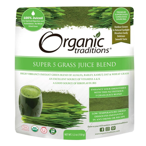Super 5 Grass Juice Blend 5.3 Oz By Organic Traditions