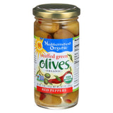 Organi C Green Stuffed Olives With Pepper 8.5 Oz by Mediterranean Organics