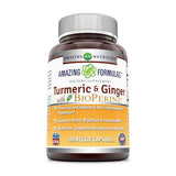 Amazing Formulas Turmeric Curcumin & Ginger with BioPerine 180 Veg Caps by Amazing Nutrition