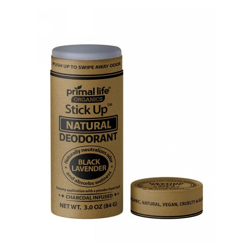 Natural Deodorant StickUp Black Lavender 3 Oz by Primal Life Organics