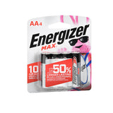 Alkaline, Energizer Max Alkaline Batteries AA, 4 Each