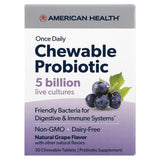American Health, Chewable Probiotic, (5 Billion), Natural Grape 30 Tabs