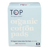 Organic Cotton Pads Ultra Thin Wing 10 Count by Top The Organic