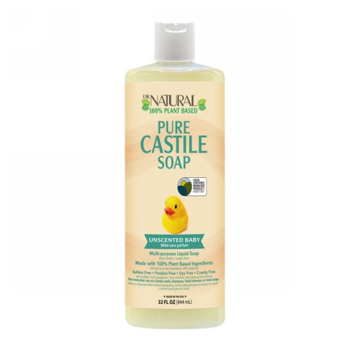 Pure Castile Liquid Baby Soap Unscented 32 Oz by Dr. Natural