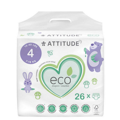 Attitude, Baby Diapers Maxi Size 4, 26 Count