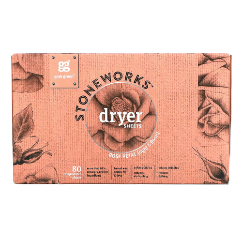 Stoneworks Dryer Sheets Rose 80 Count by Grab Green