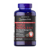 Maximum Strength Triple Omega 3-6-9 Fish Flax & Borage Oils 240 Softgels by Puritan's Pride