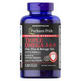 Maximum Strength Triple Omega 3-6-9 Fish Flax & Borage Oils 120 Softgels by Puritan's Pride