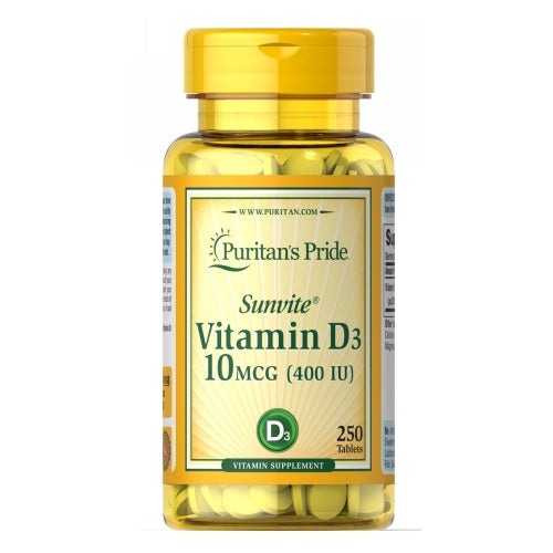 Vitamin D3 10 mcg (400 IU) 250 Tablets by Puritan's Pride