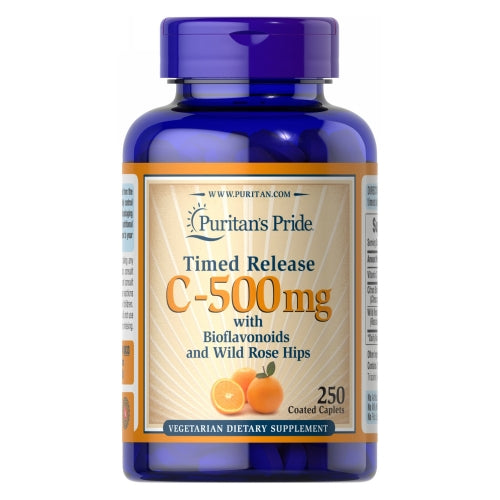 Vitamin C-500 mg with Rose Hips Time Release 250 Caplets by Puritan's Pride