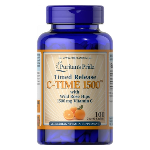 Vitamin C-1500 mg with Rose Hips Timed Release 100 Caplets by Puritan's Pride