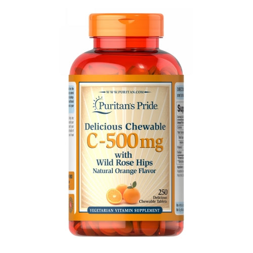 Chewable Vitamin C-500 mg with Rose Hips 250 Chewables by Puritan's Pride