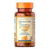 Vitamin C-1000 mg with Rose Hips Timed Release 60 Caplets by Puritan's Pride