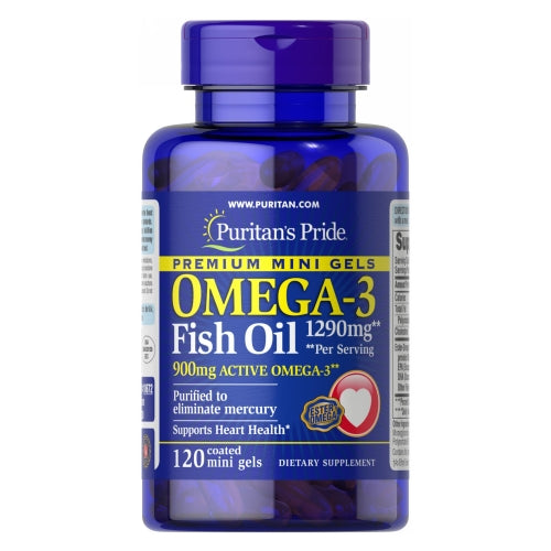 Omega-3 Fish Oil 120 Mini Coated Softgels by Puritan's Pride