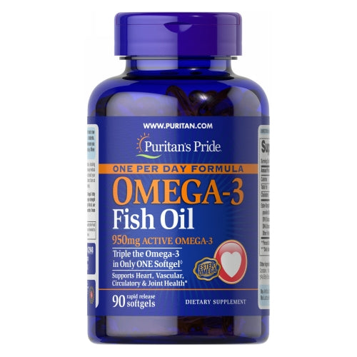 One Per Day Omega-3 Fish Oil (Active Omega-3) 90 Softgels by Puritan's Pride
