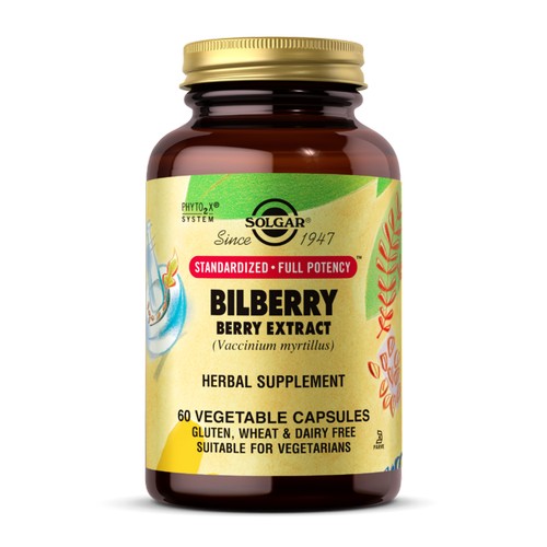 Solgar, SFP Bilberry Berry Extract Vegetable Capsules, 60 V Caps