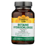 Country Life, Betaine Hydrochloride with Pepsin, 600 MG, 100 Tabs