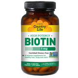 Country Life, Biotin High Potency Vegetarian, 5 MG, 120 Caps