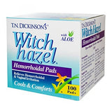 Witch Hazel Hemorrhoidal Pads with Aloe 100 Ct By T.N. Dickinson's