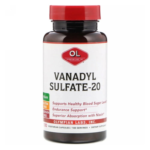 Olympian Labs, Vanadyl Sulfate, 20 mg, with Niacin 100 caps