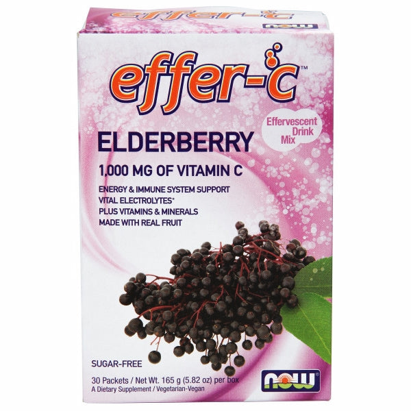 Now Foods, Effer-C Elderberry Sugar Free with BetterStevia and Xylitol, 30 Packets