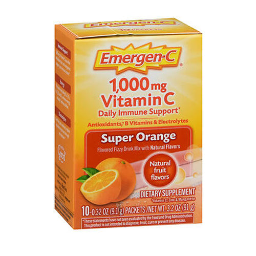 Alacer, Emergen-C Vitamin C Drink Mix, 1000 mg, Supeer Orange 10 pkts