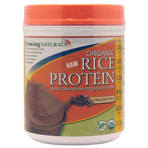 Growing Naturals, Organic Rice Protein Powder, Chocolate 16.8 oz